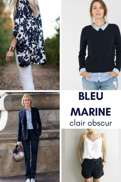 bleu marine blanc, associer couleurs