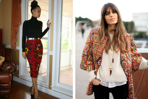 Gonna stampata, giacca kimono stampata, indossato stampato